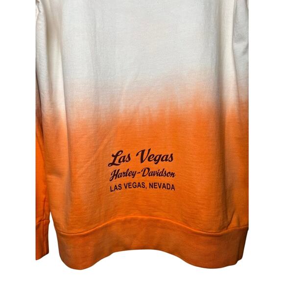 Harley Davidson Women's Las Vegas Nevada Orange and White Ombre Crewneck Medium - Picture 3 of 5